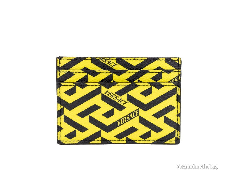 Versace Versace La Greca Pineapple Multicolor Signature Coated Canvas Card Case Women's Wallet