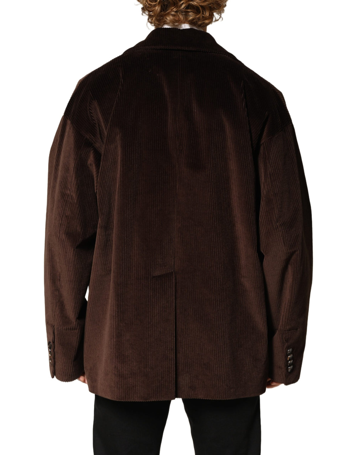 Dolce & Gabbana Brown Double Breasted Corduroy Blazer Men's Jacket