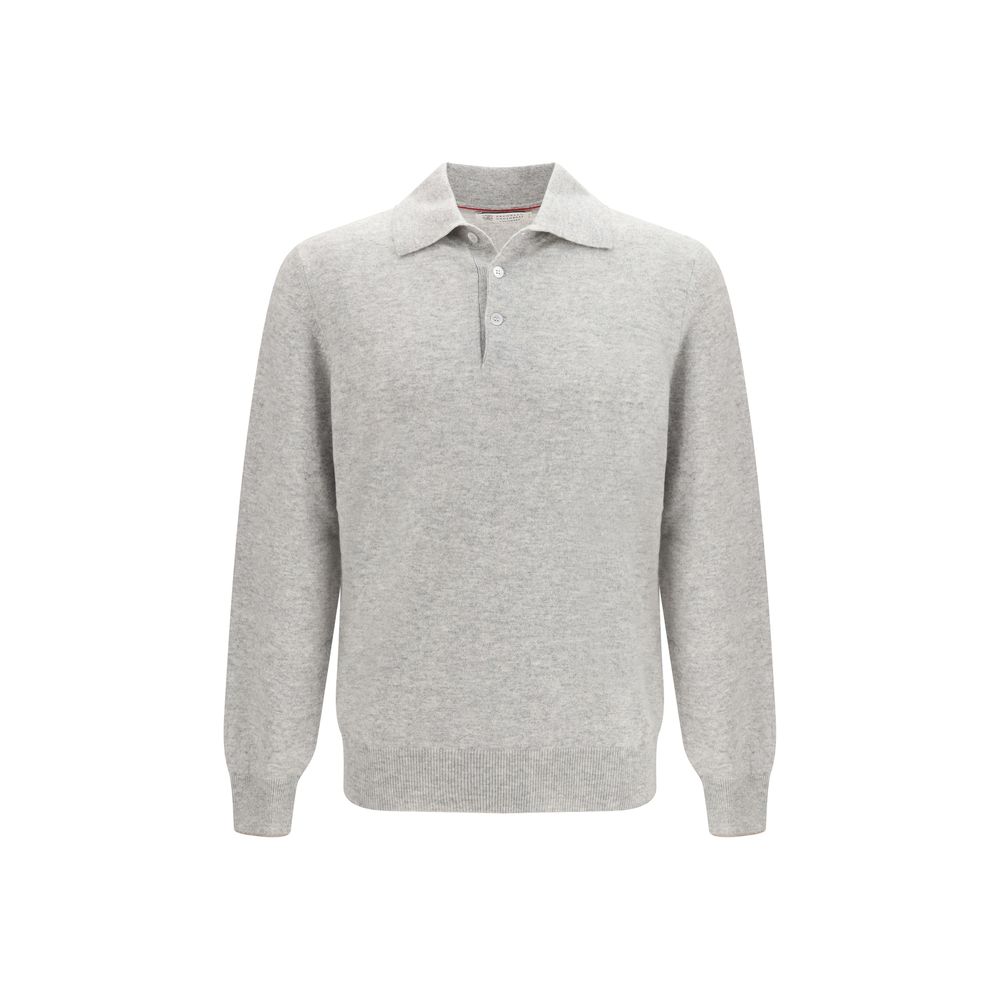 Brunello Cucinelli Gray Cashmere Polo Men's Shirt