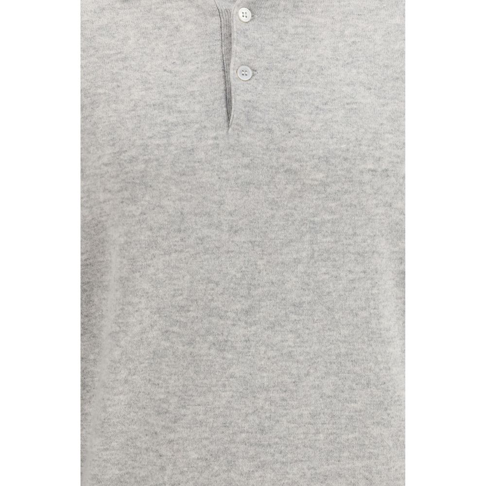 Brunello Cucinelli Gray Cashmere Polo Men's Shirt