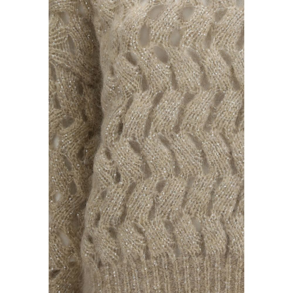 Brunello Cucinelli Beige Mohair Women's Sweatshirt