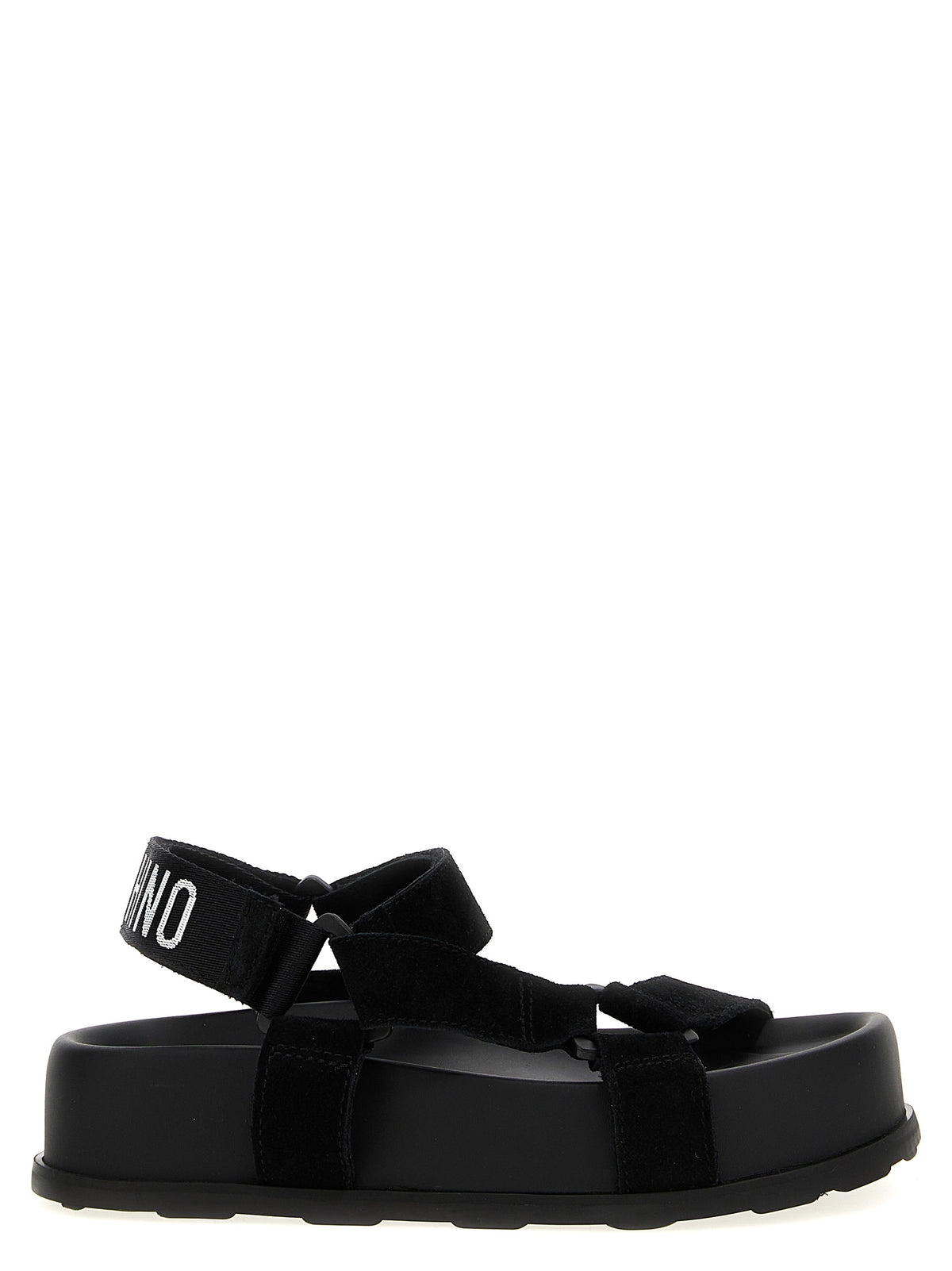 Moschino Black Calfskin Flat Women's Sandals