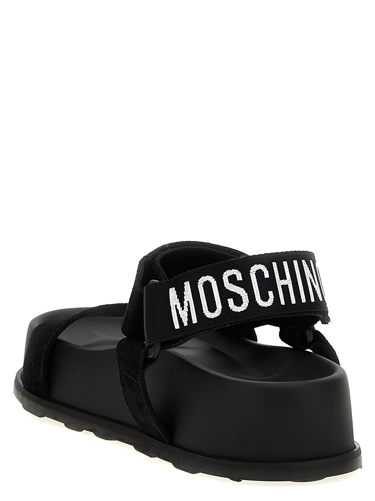 Moschino Black Calfskin Flat Women's Sandals