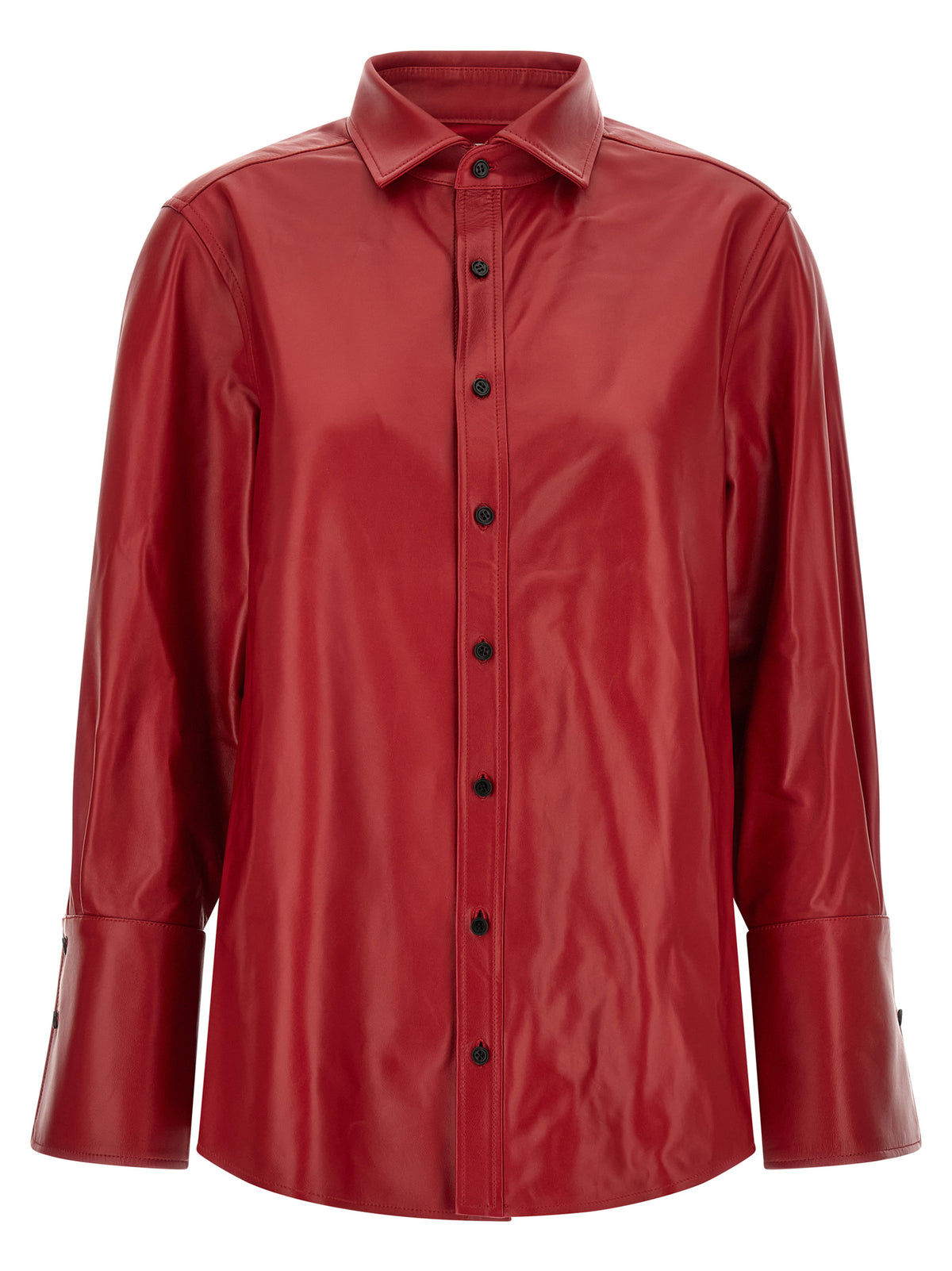 CO Red Lamb Leather Women's Blouse