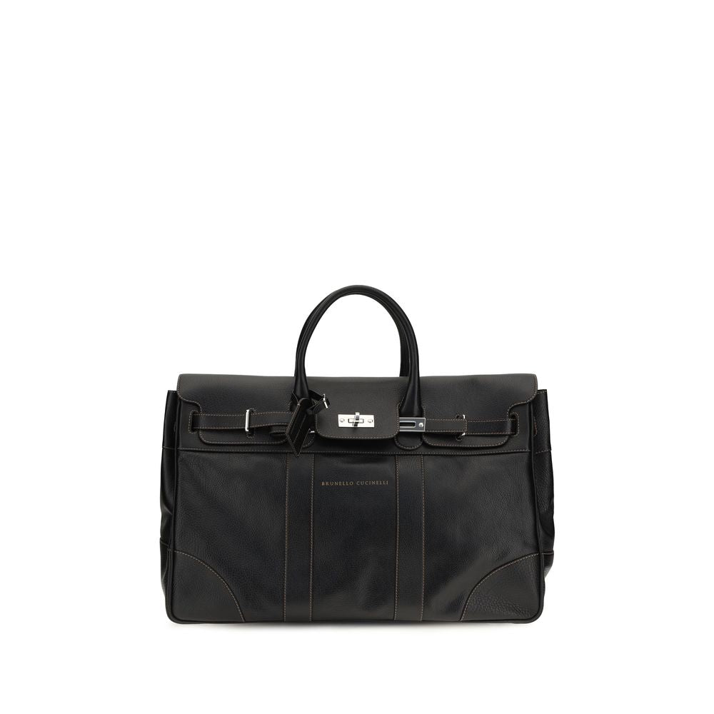 Brunello Cucinelli Black Calf Leather Bos Taurus Luggage And Men's Travel