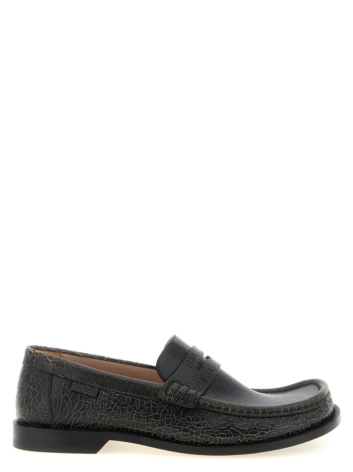 Loewe Black Calfskin Slip-On Men's Loafers