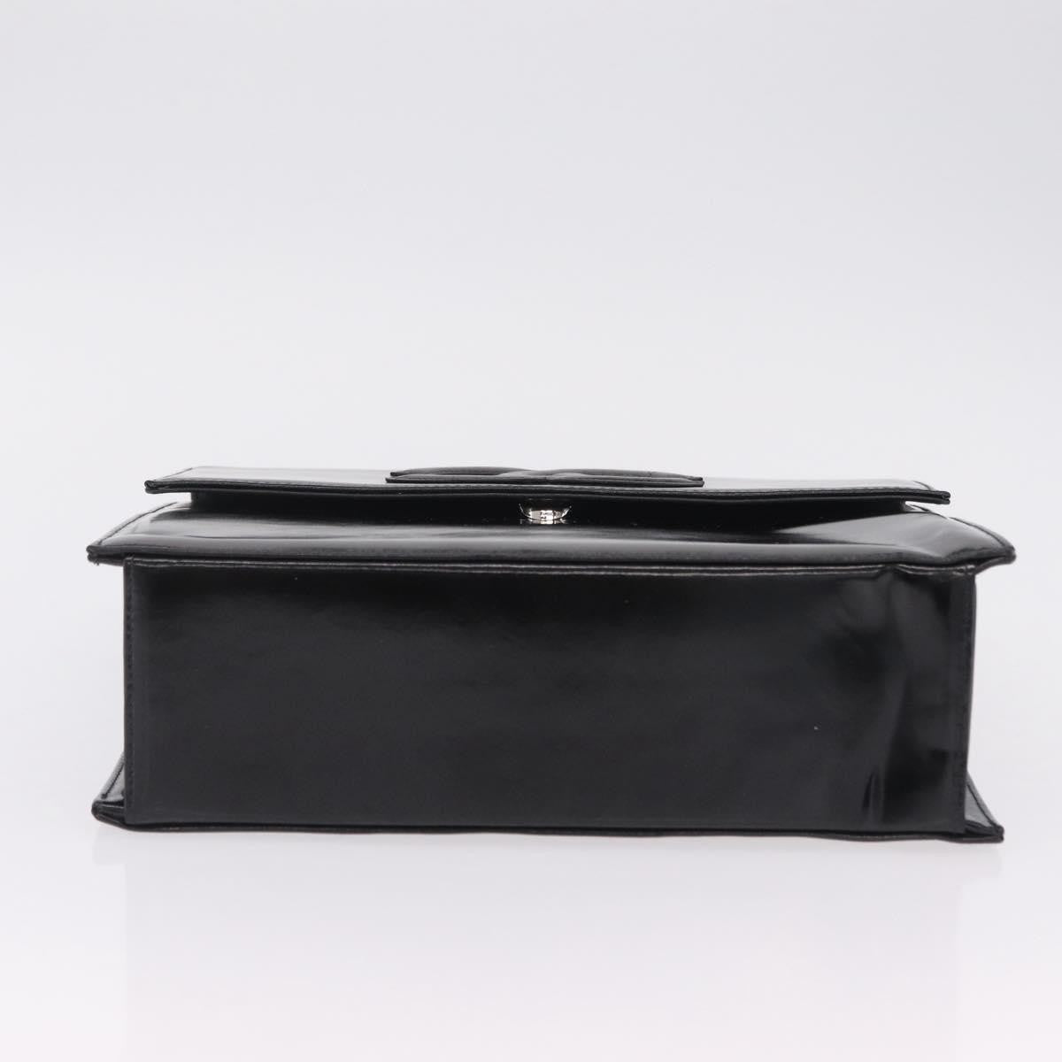 Chanel Vintage Cc Box Flap Leather Black Patent_Leather Handbag (Pre-Owned)
