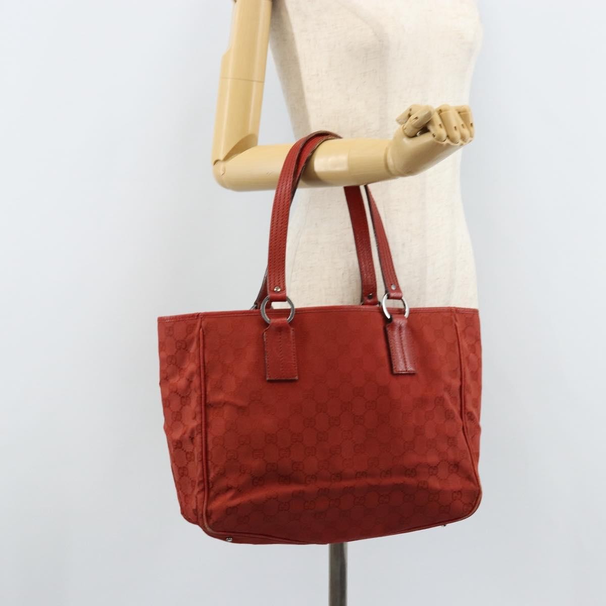 Gucci Vintage Open Tote Gg Canvas And Leather Red Canvas Tote Bag Bag (Pre-Owned)