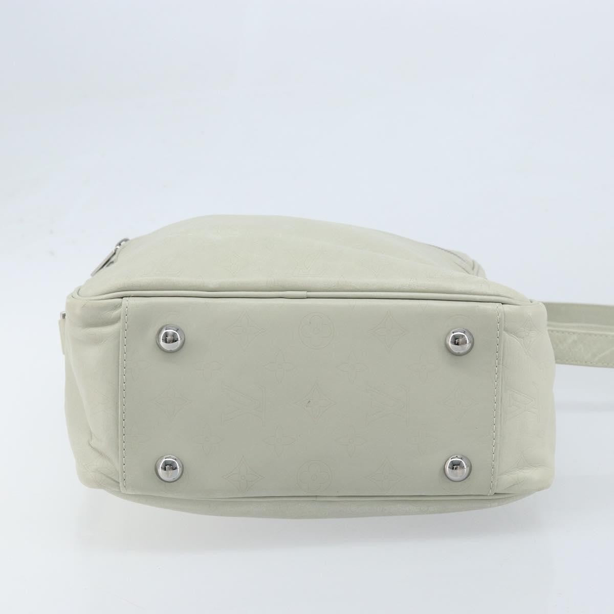 Louis Vuitton Clarkson Messenger Monogram Shadow Leather White Leather Handbag (Pre-Owned)