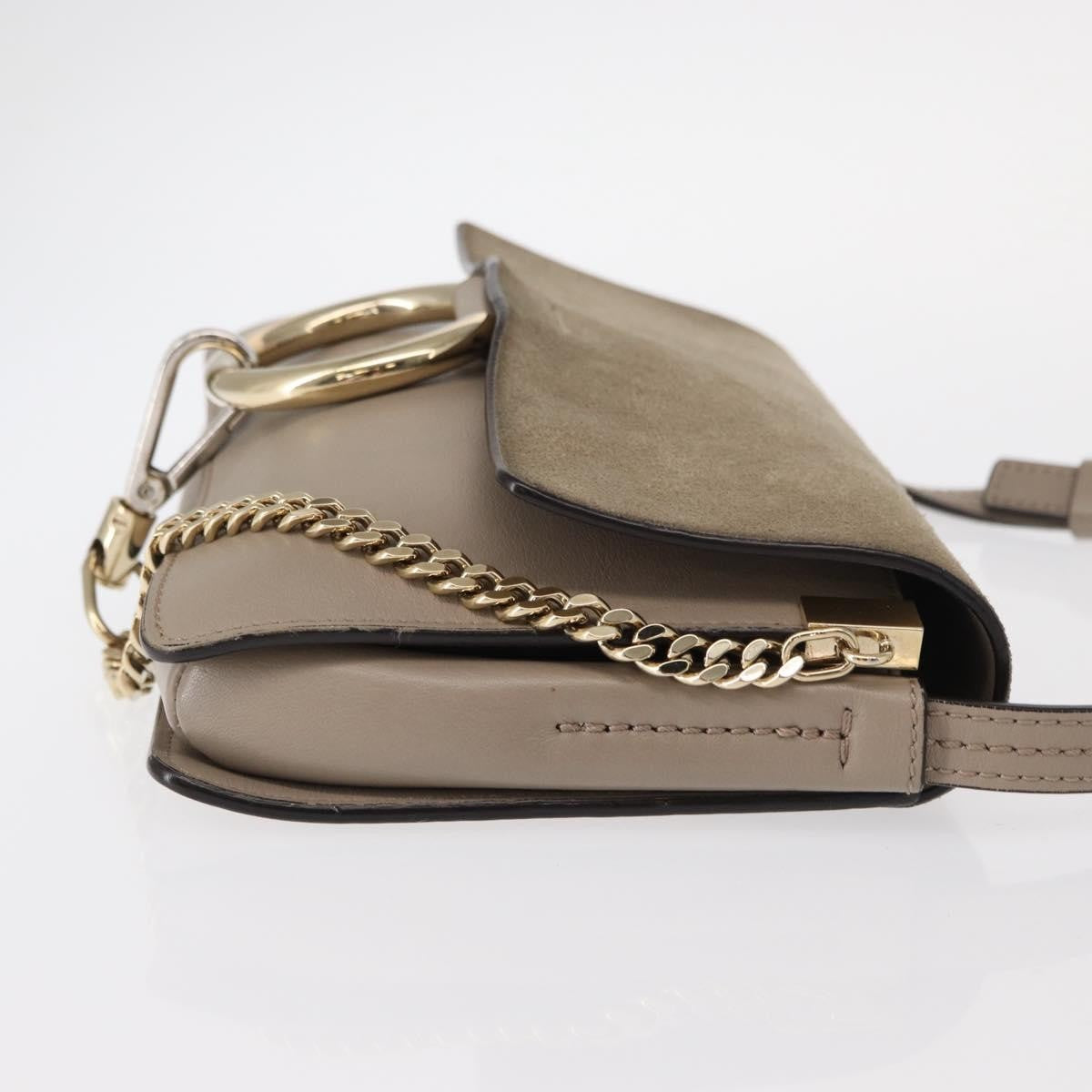Chloe Faye Leather Beige Suede Shoulder Bag Bag (Pre-Owned)