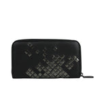 Bottega Veneta Women's Zip Around Black Leather Woven Wallet 114076 1160