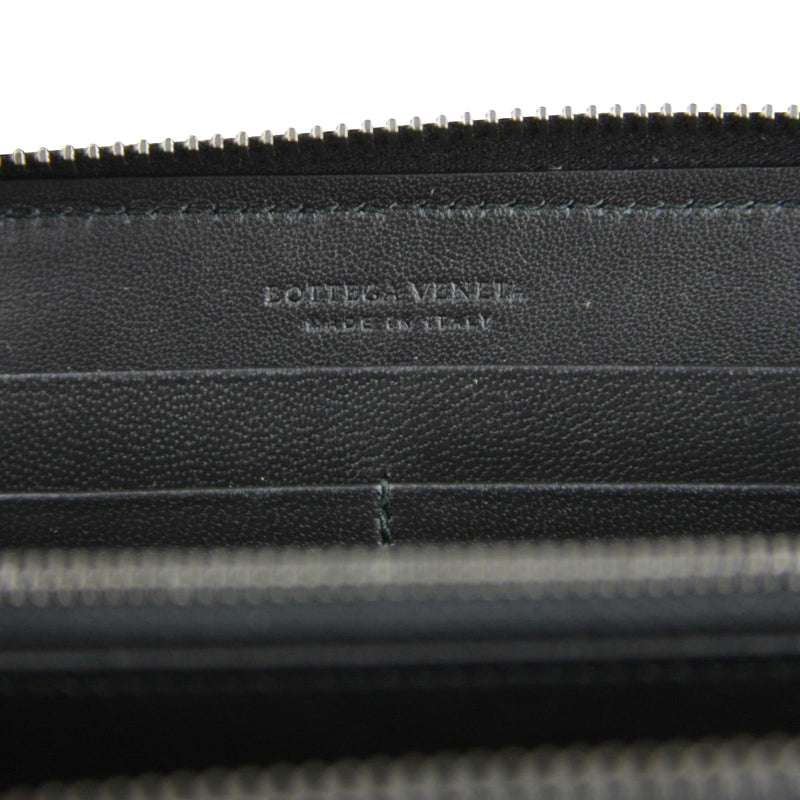 Bottega Veneta Women's Zip Around Black Leather Woven Wallet 114076 1160
