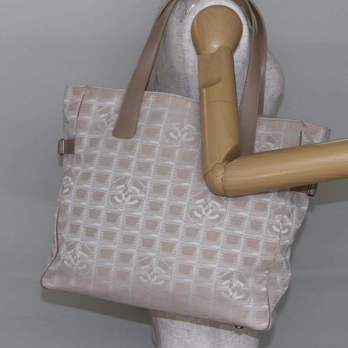 Chanel Travel Line Tote Nylon Pink Canvas Bag (Pre-Owned)