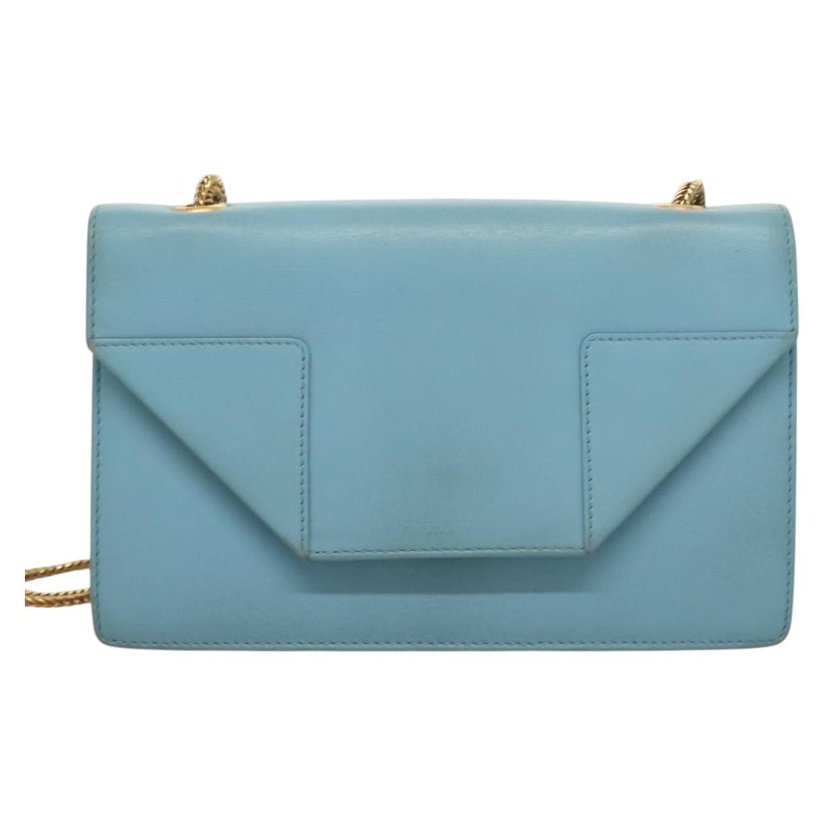 Saint Laurent Betty Leather Blue Leather Shoulder Bag Bag (Pre-Owned)