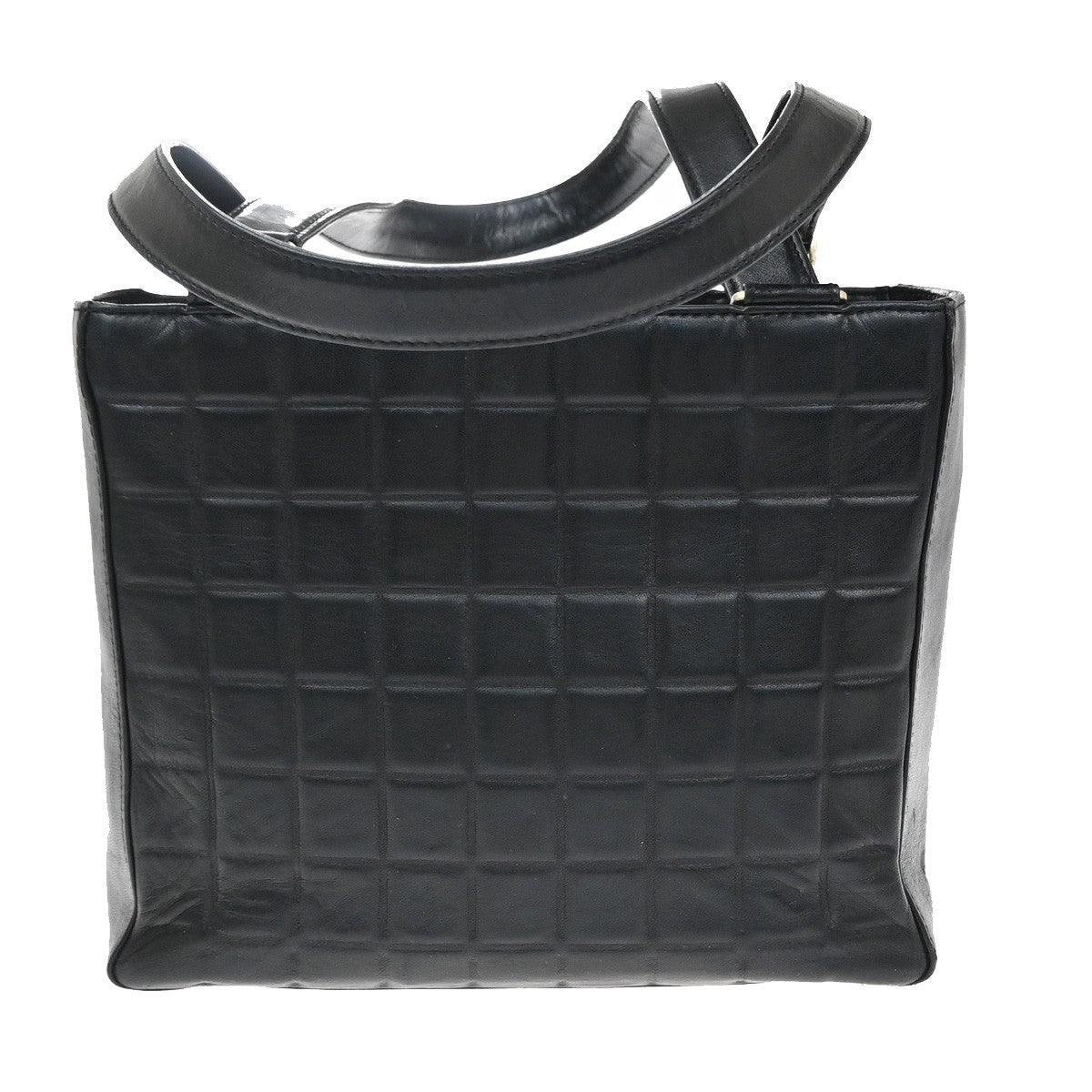 Chanel Chocolate Bar Cc Tote Quilted Leather Black Leather Tote Bag Bag (Pre-Owned)