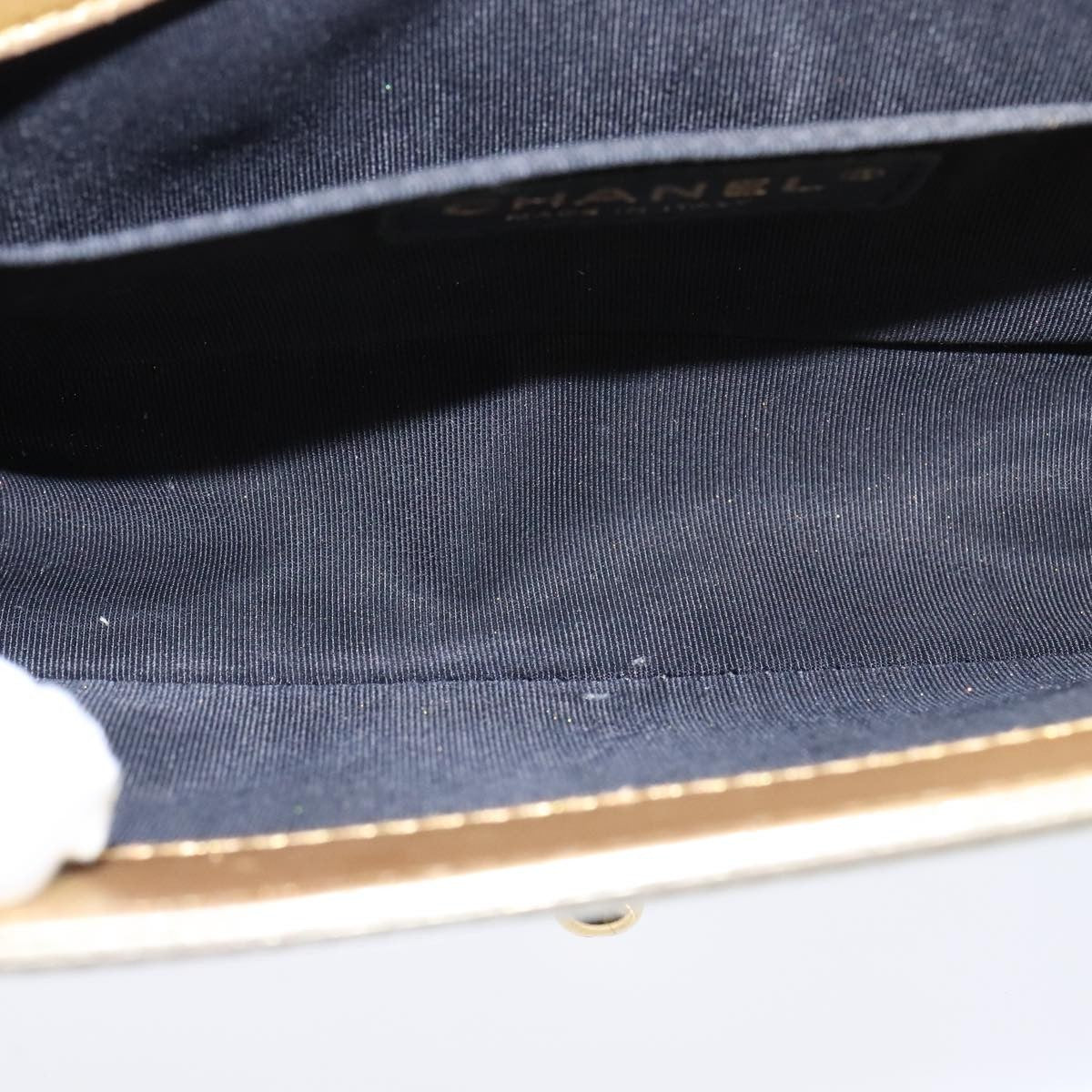 Chanel Boy Flap Quilted Patent Gold Patent_Leather Shoulder Bag Bag (Pre-Owned)