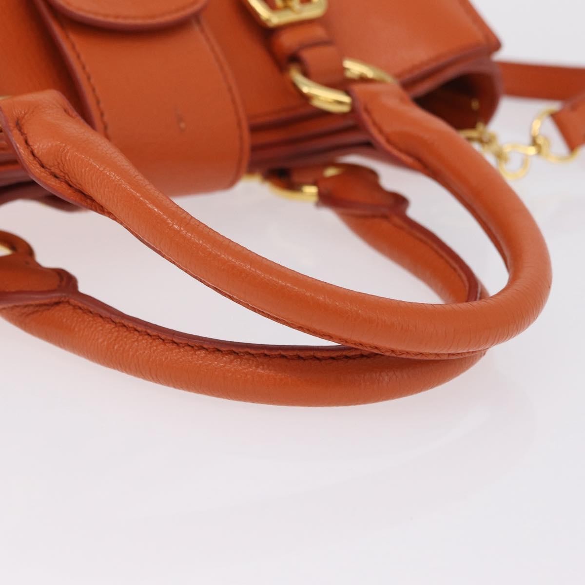 Miu Miu Front Pocket Convertible Satchel Leather Orange Leather Handbag (Pre-Owned)