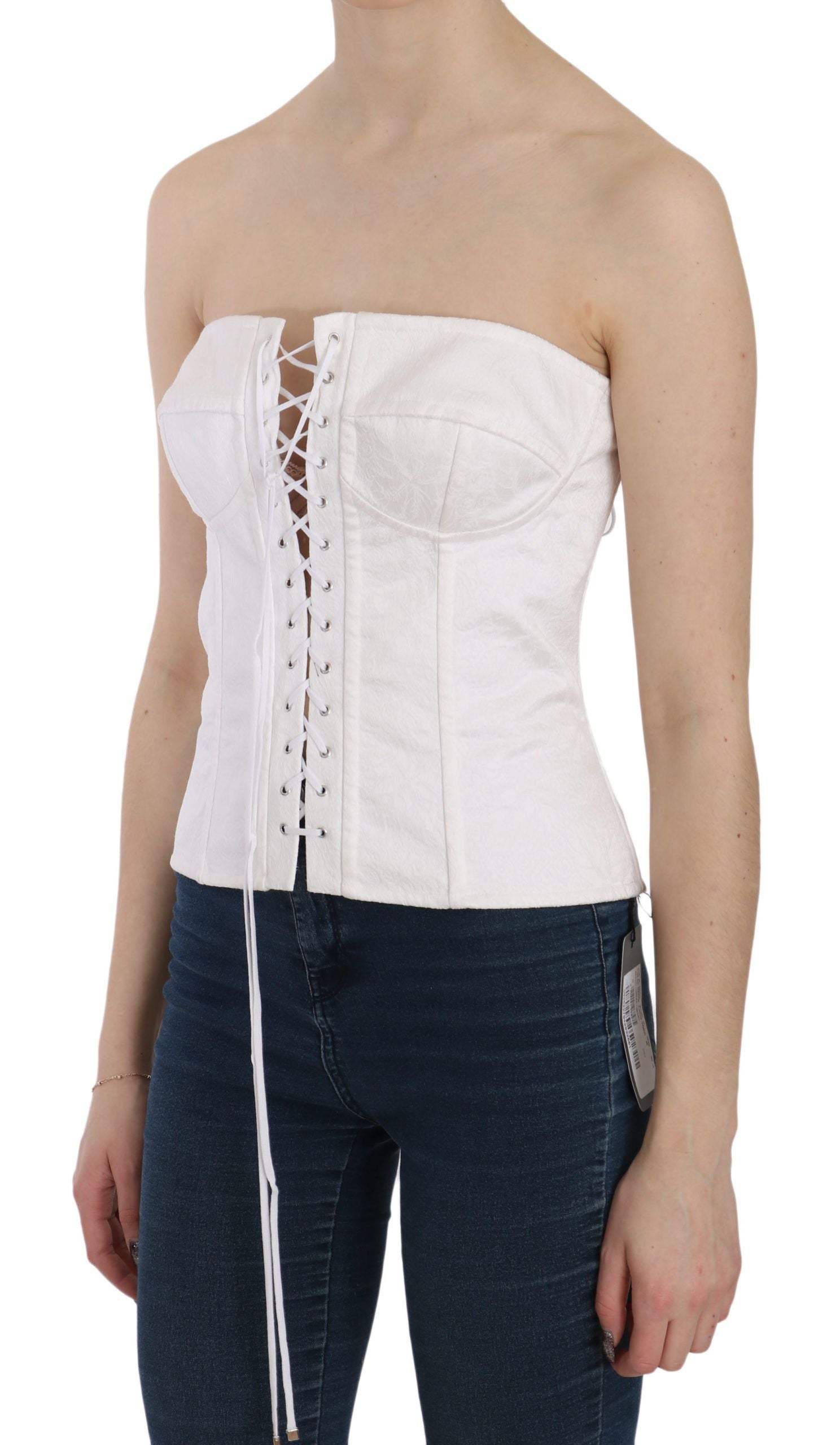 Dolce & Gabbana Elegant White Strapless Corset Women's Top