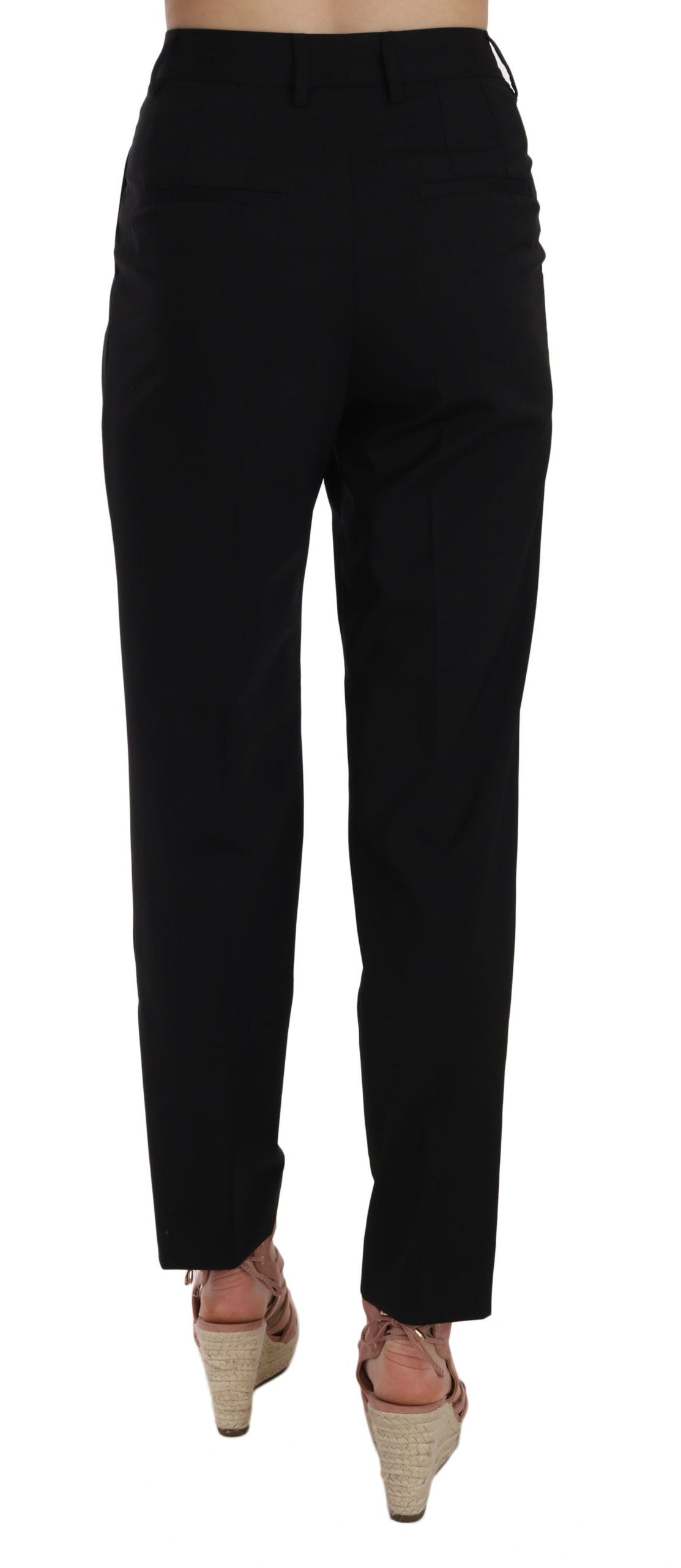 Dolce & Gabbana Black Button Pleated Tapered Trouser Women's Pants