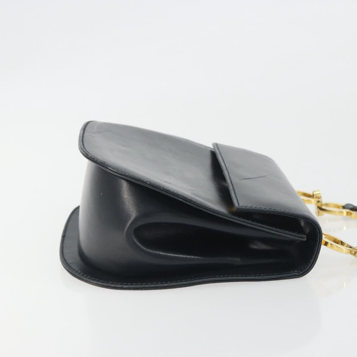 Salvatore Ferragamo Gancini Leather Black Leather Shoulder Bag Bag (Pre-Owned)