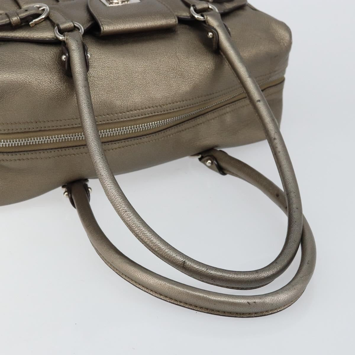 Salvatore Ferragamo Gancini Buckle Leather Gold Leather Tote Bag Bag (Pre-Owned)