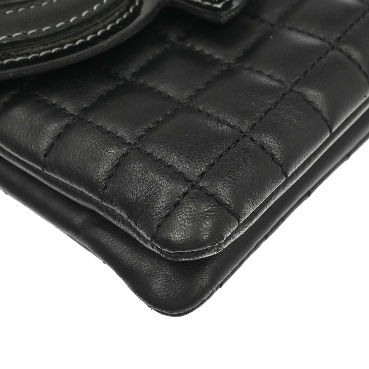 Chanel Camellia No.5 Chain Flap Quilted Lambskin Black Leather Shoulder Bag Bag (Pre-Owned)