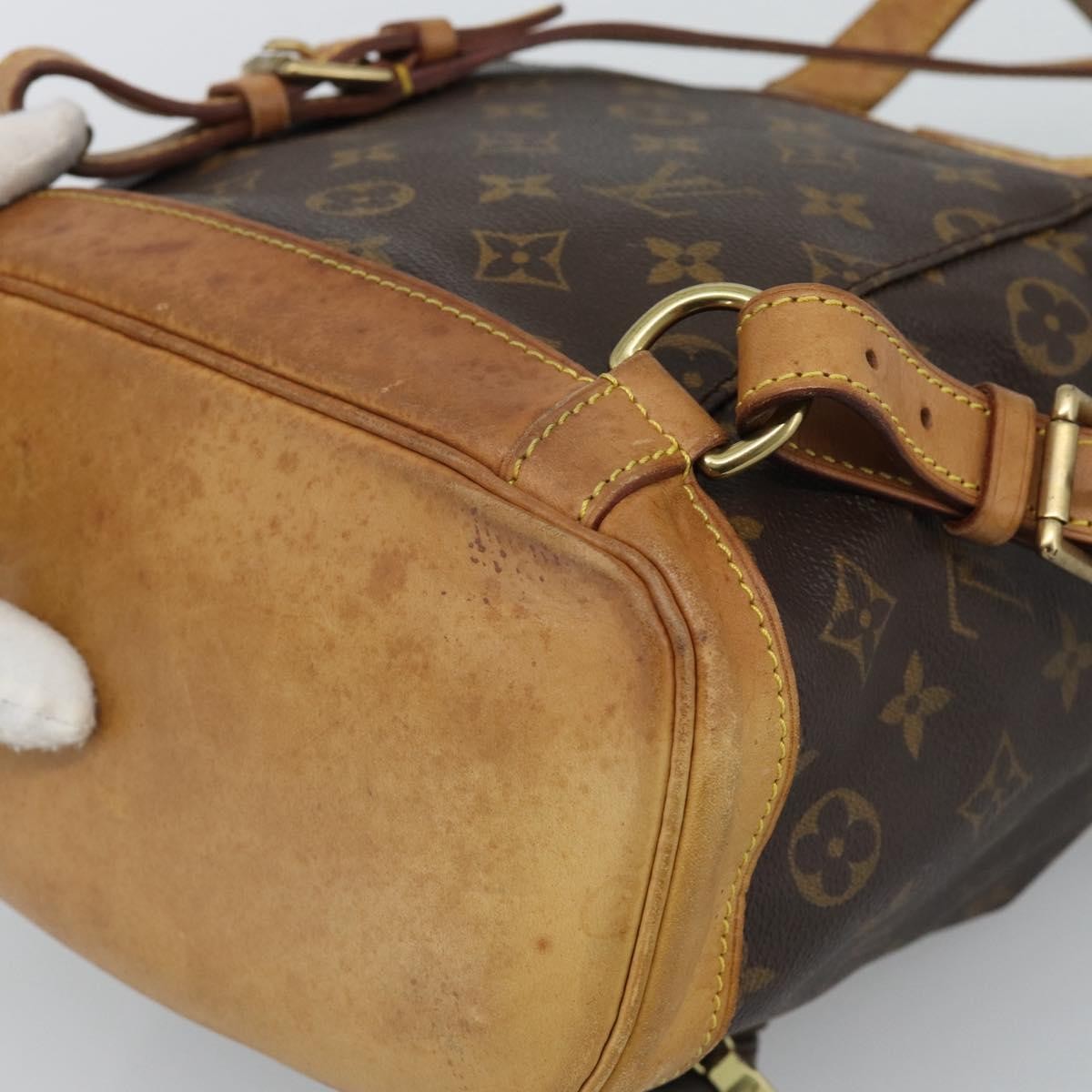 Louis Vuitton Montsouris Monogram Washed Denim Brown Canvas Backpack Bag (Pre-Owned)