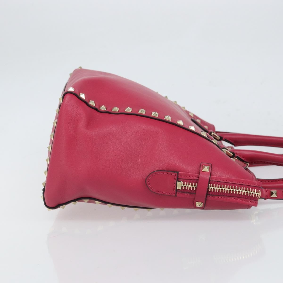Valentino Garavani 1975 Rockstud Striped Leather Pink Leather Tote Bag Bag (Pre-Owned)