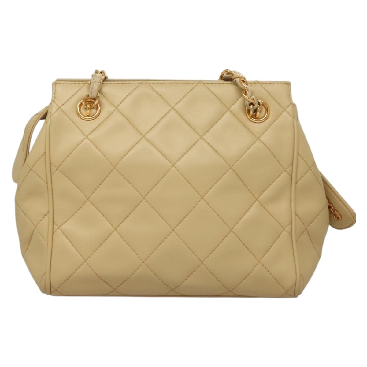 Chanel Chain Leather Beige Leather Shoulder Bag Bag (Pre-Owned)