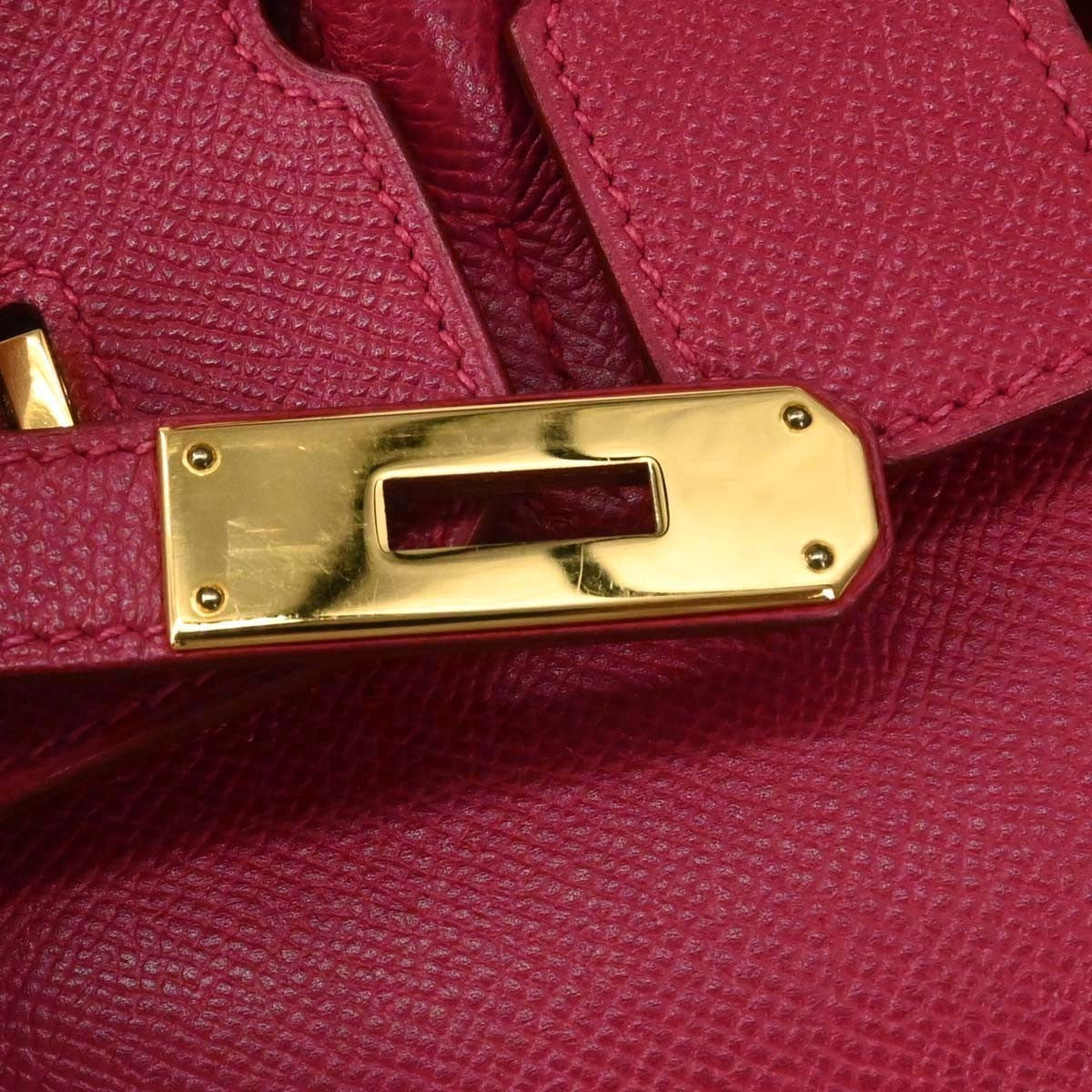 Hermes Birkin Red Courchevel With Gold Hardware Red Leather Handbag (Pre-Owned)
