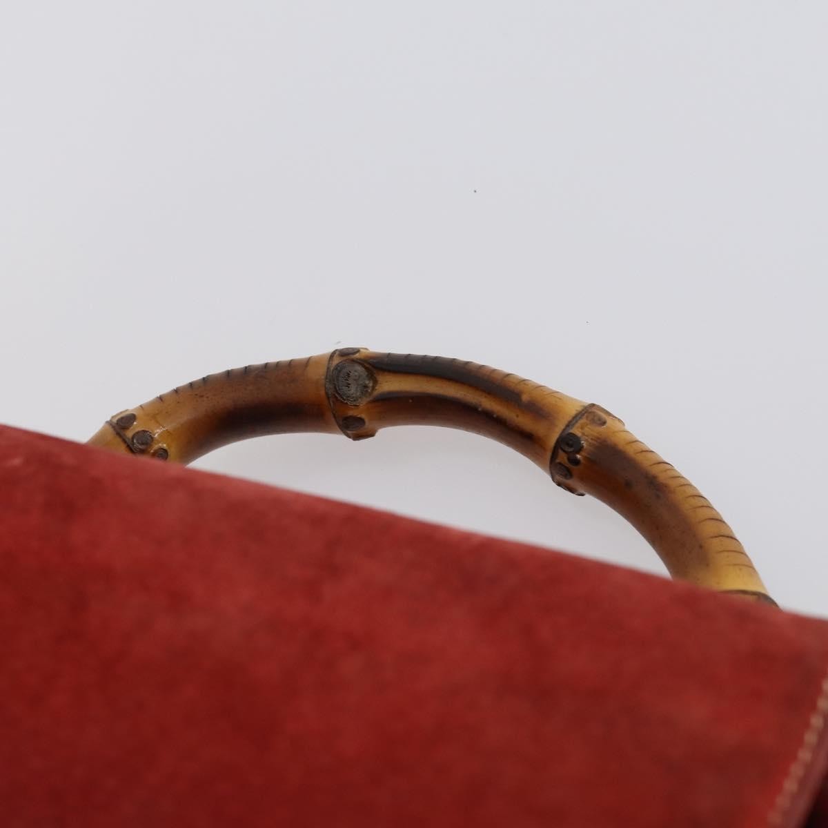Gucci Vintage Bamboo Suede Red Suede Backpack Bag (Pre-Owned)
