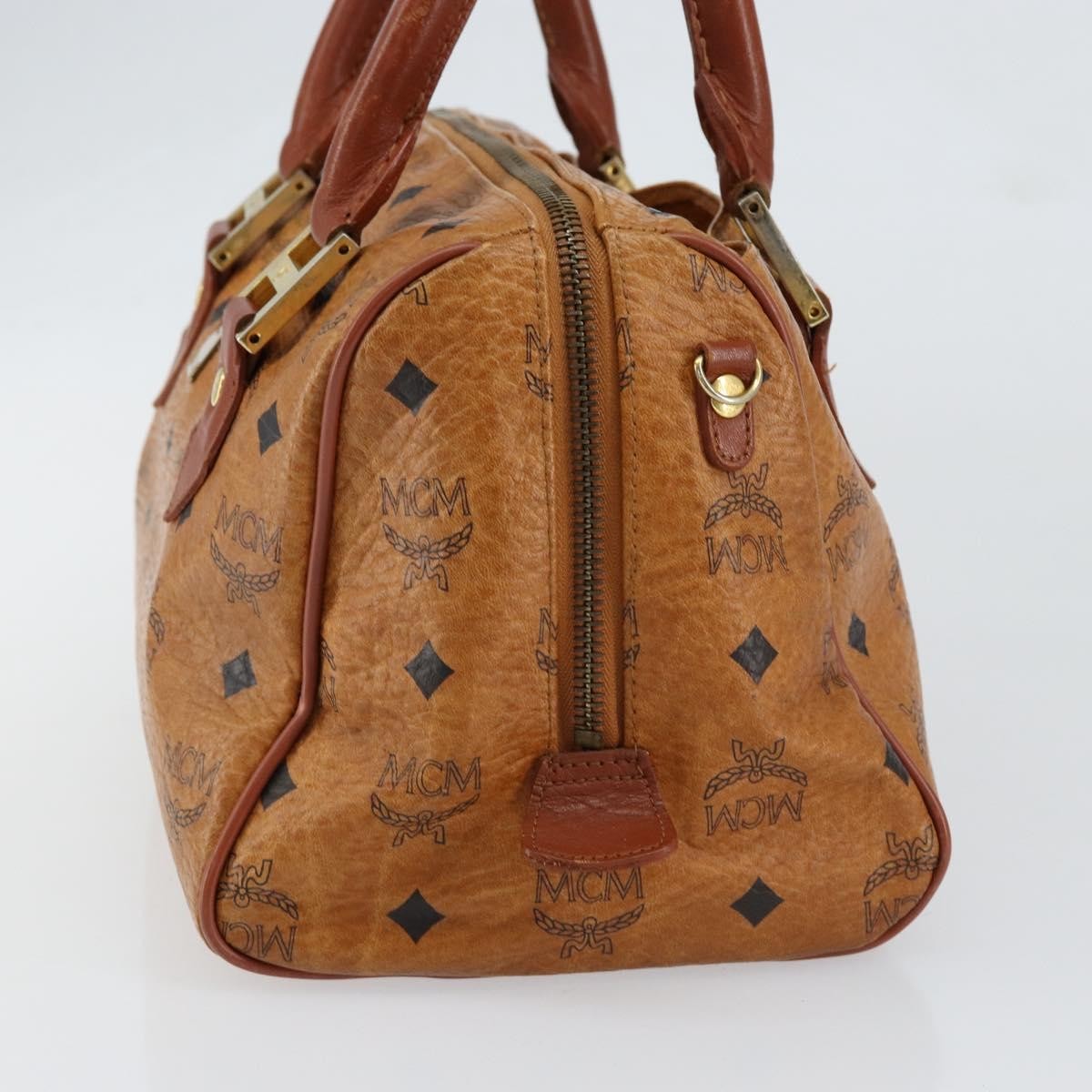 MCM Visetos Logogramme Canvas And Leather Brown Canvas Handbag (Pre-Owned)