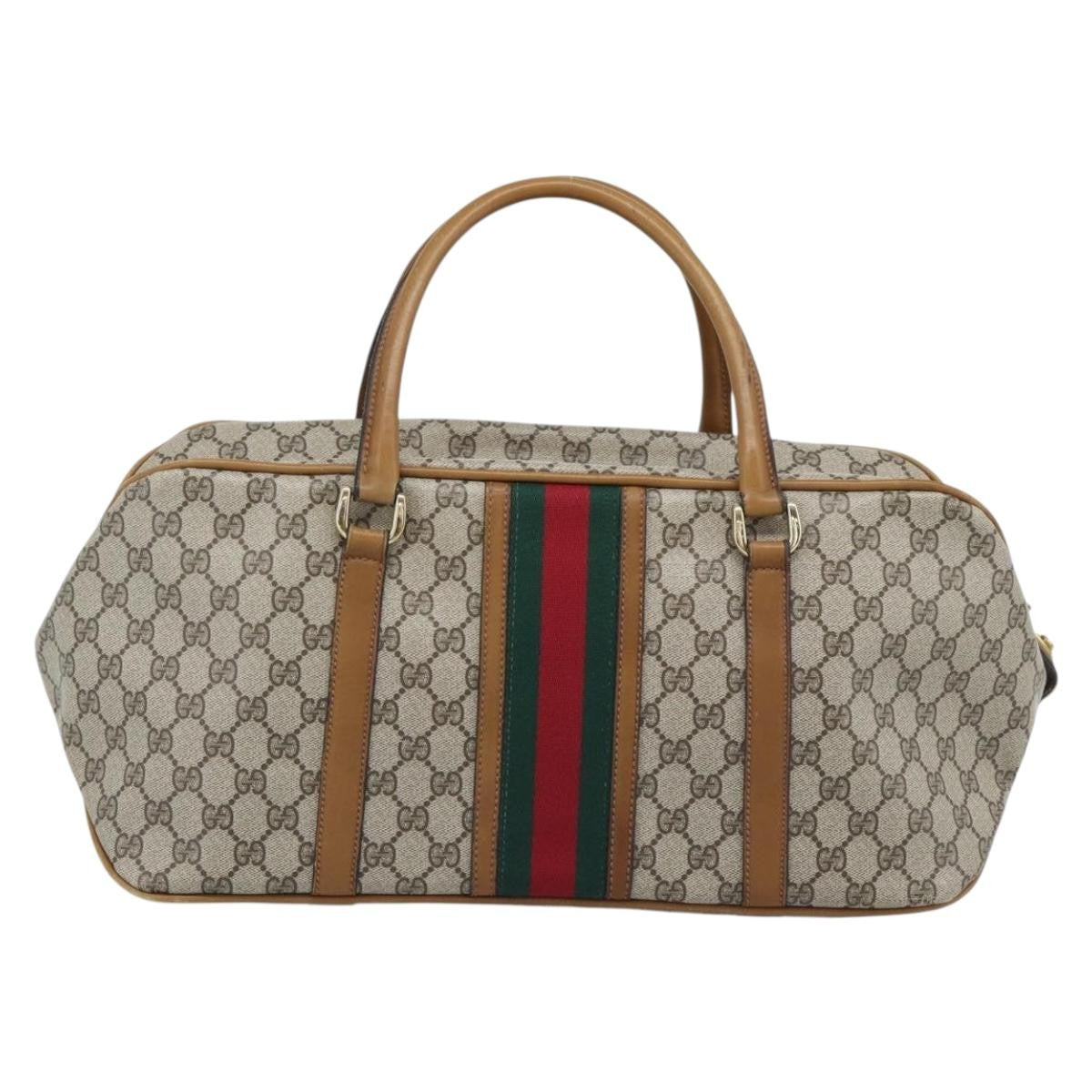 Gucci Zip Boston Gg Canvas And Leather Beige Pvc Handbag (Pre-Owned)