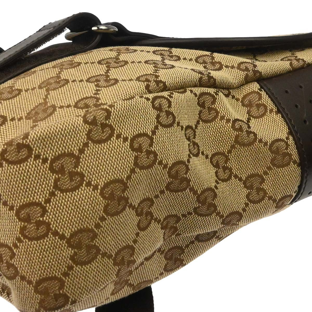 Gucci Buckle Messenger Gg Canvas Beige Canvas Handbag (Pre-Owned)