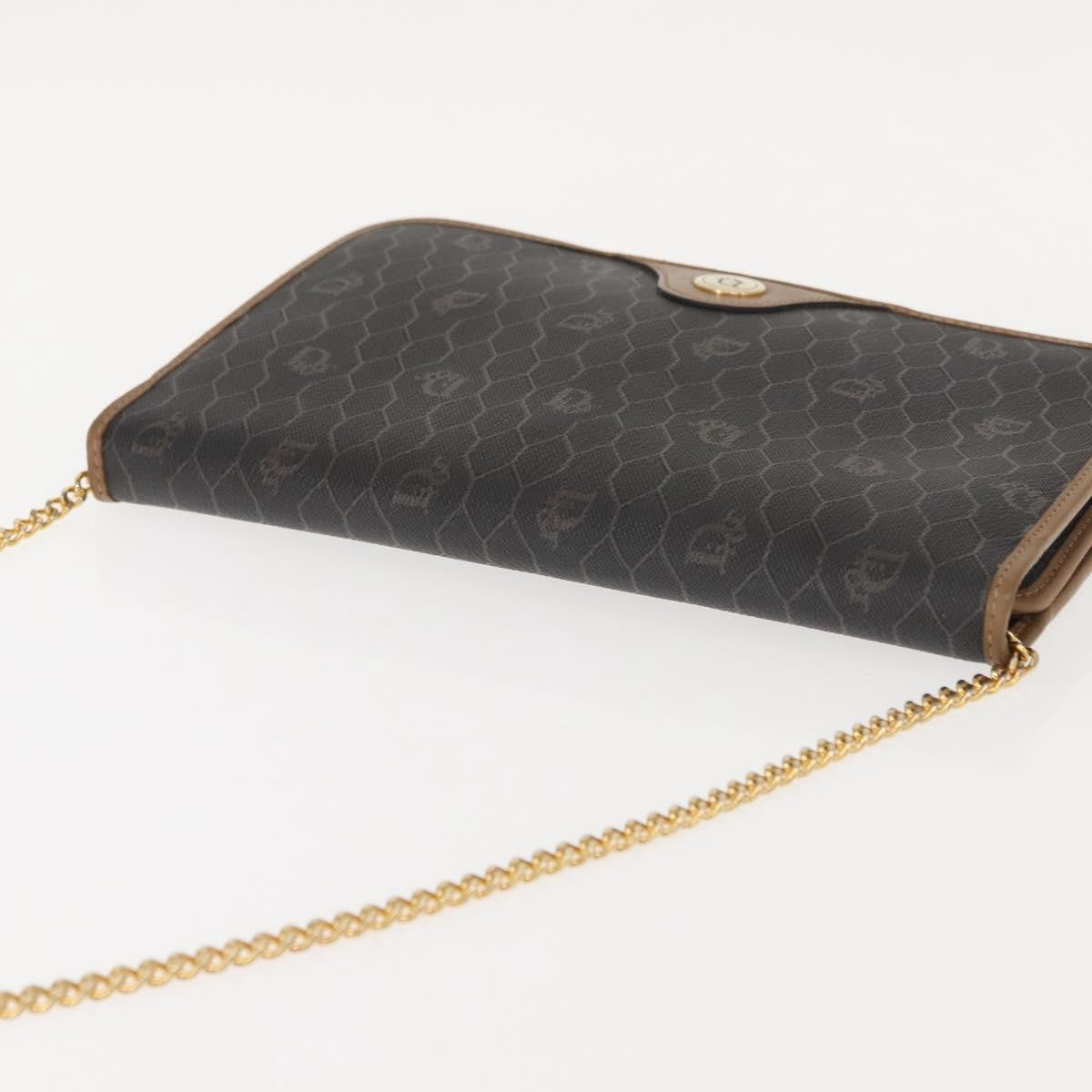 Christian Dior Vintage Honeycomb Chain Canvas Black Canvas Shoulder Bag Bag (Pre-Owned)
