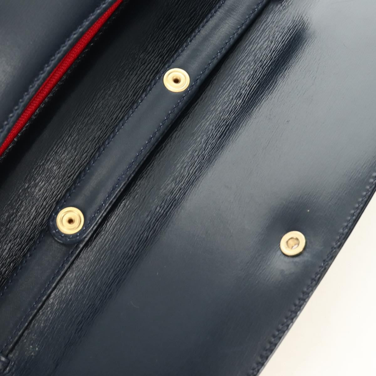 Gucci Chain Flap Leather Navy Leather Shoulder Bag Bag (Pre-Owned)