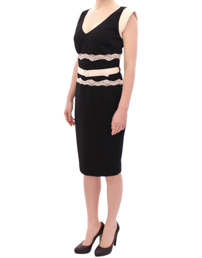 Cavalli Elegant Sheath Lace Dress in Black and Women's Beige