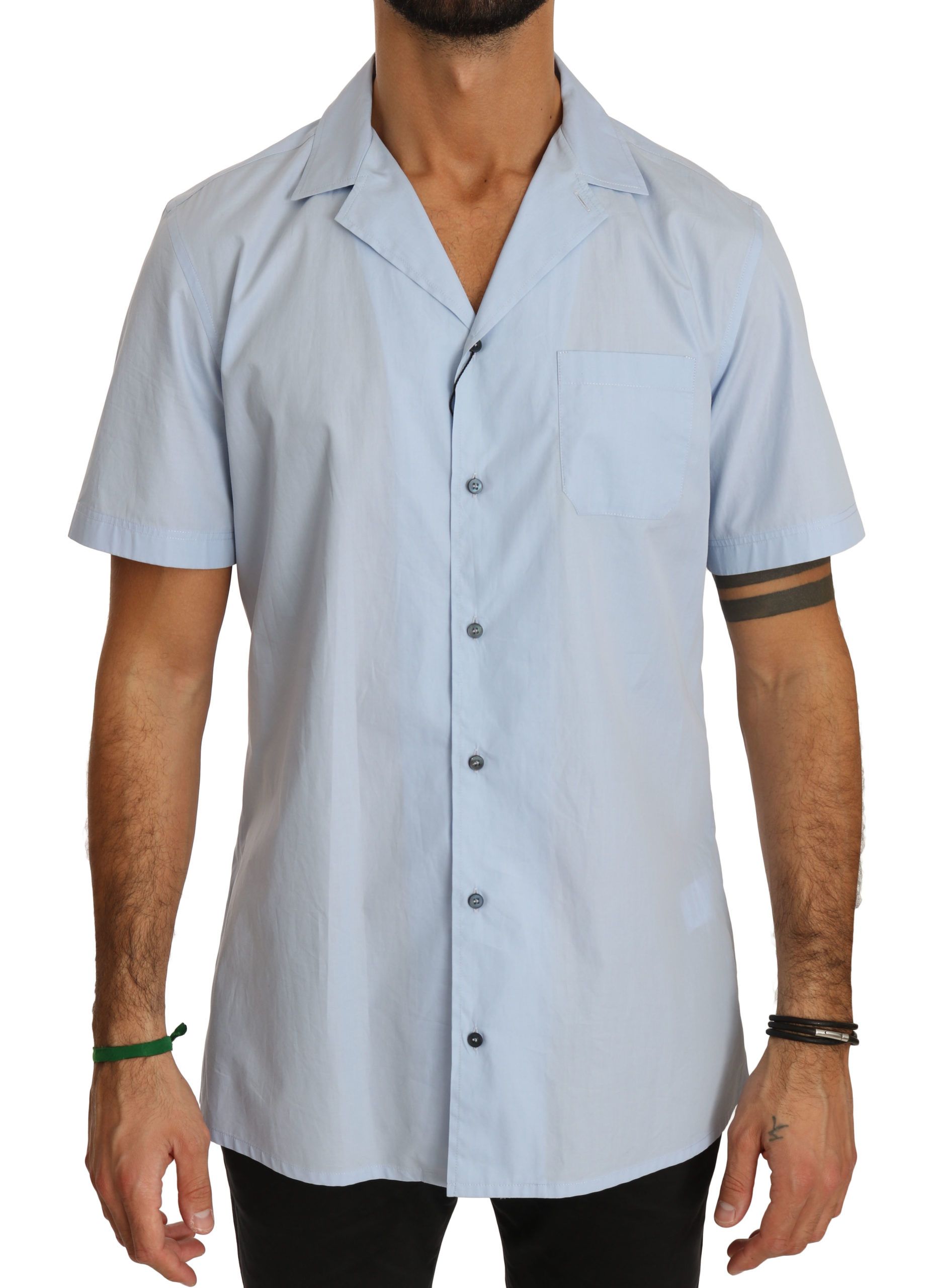 Dolce & Gabbana Elegant Blue Cotton Casual Men's Shirt