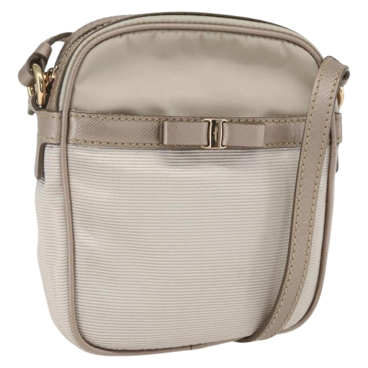 Salvatore Ferragamo Vala Nylon Beige Nylon Shoulder Bag Bag (Pre-Owned)
