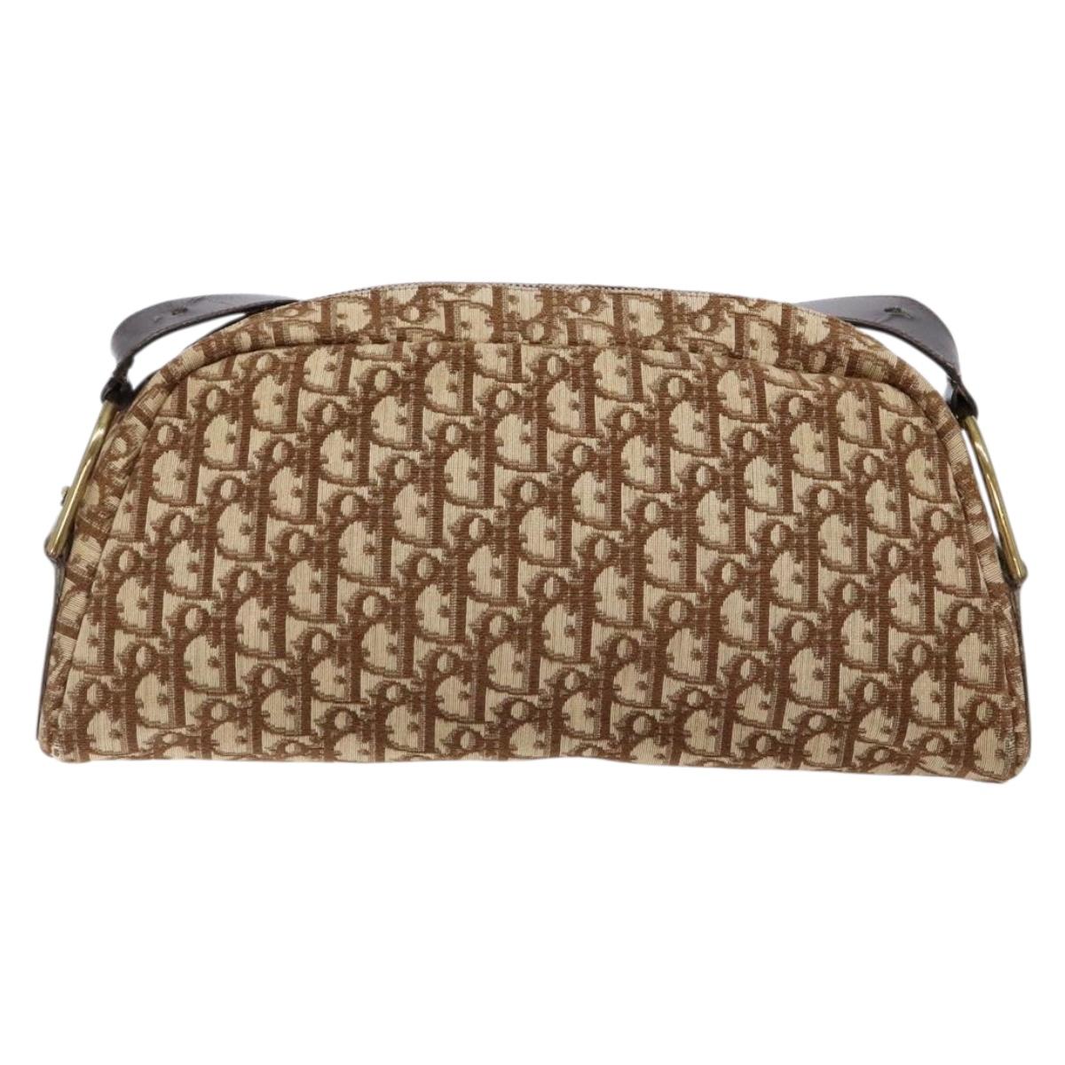 Dior Trotter Brown,Gold Canvas Shoulder Bag (Pre-Owned)