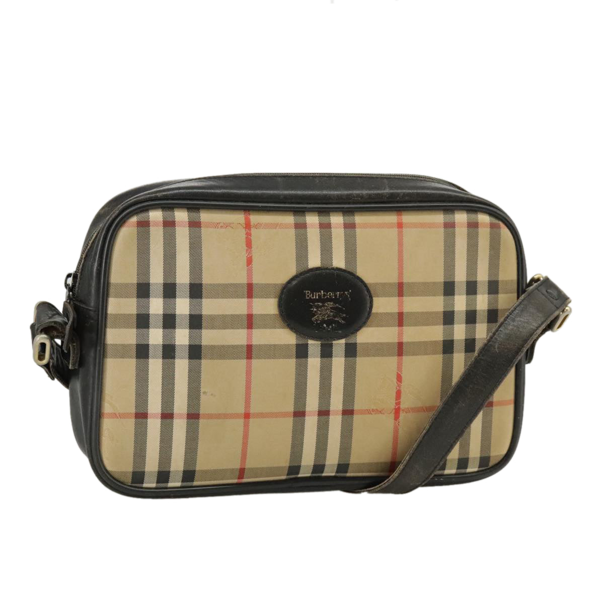 Burberry Nova Check Beige Canvas Shoulder Bag (Pre-Owned)