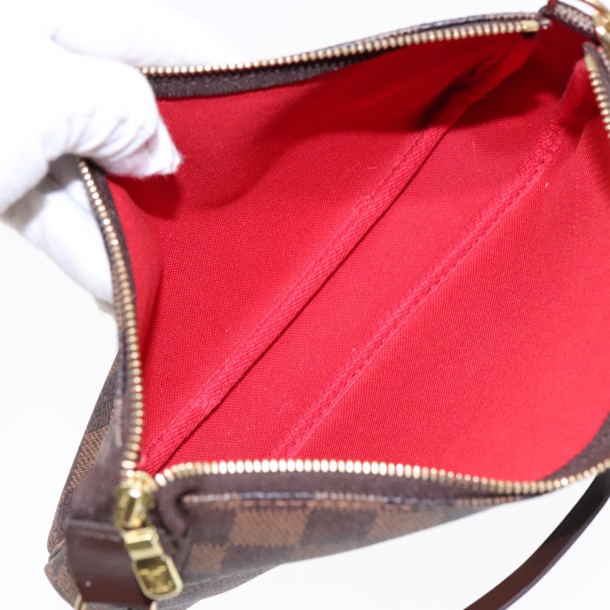 Louis Vuitton Pochette Accessoire Brown Canvas Clutch Bag (Pre-Owned)