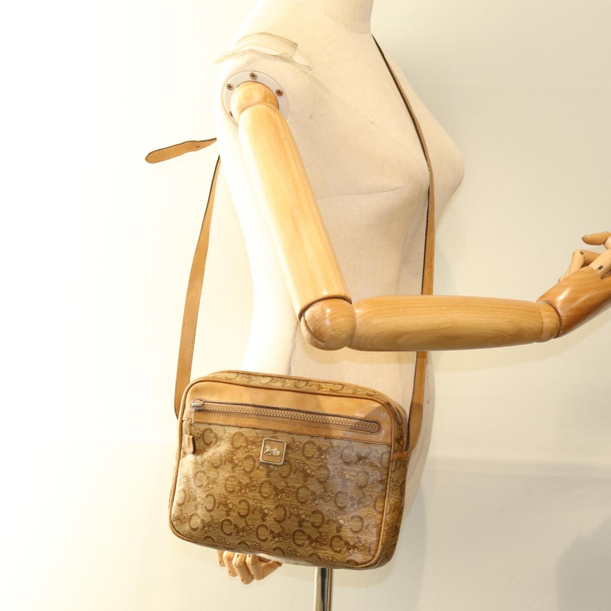 Céline Macadam Beige Canvas Shoulder Bag (Pre-Owned)