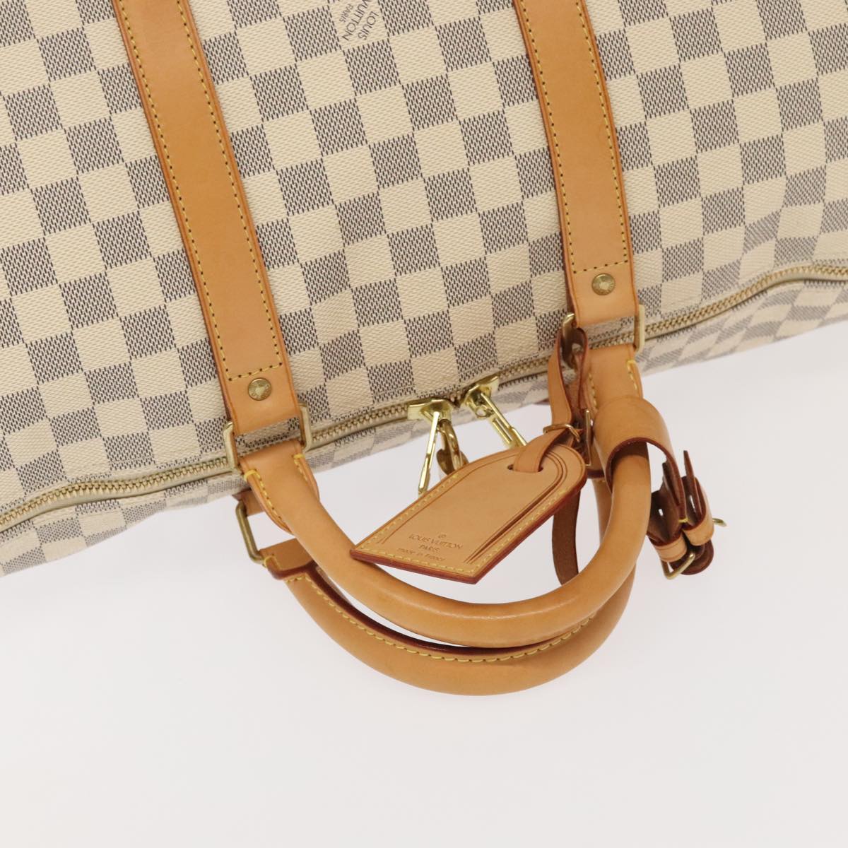 Louis Vuitton Keepall Bandouliere 55 White Canvas Travel Bag (Pre-Owned)
