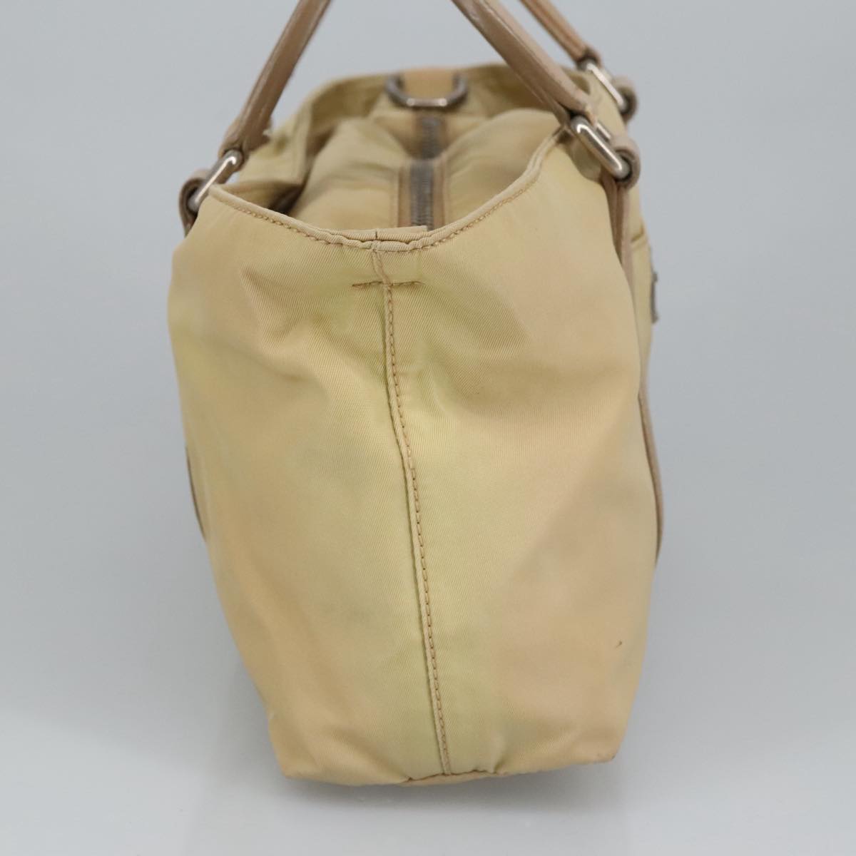 Prada Triangle Logo Beige Synthetic Handbag (Pre-Owned)