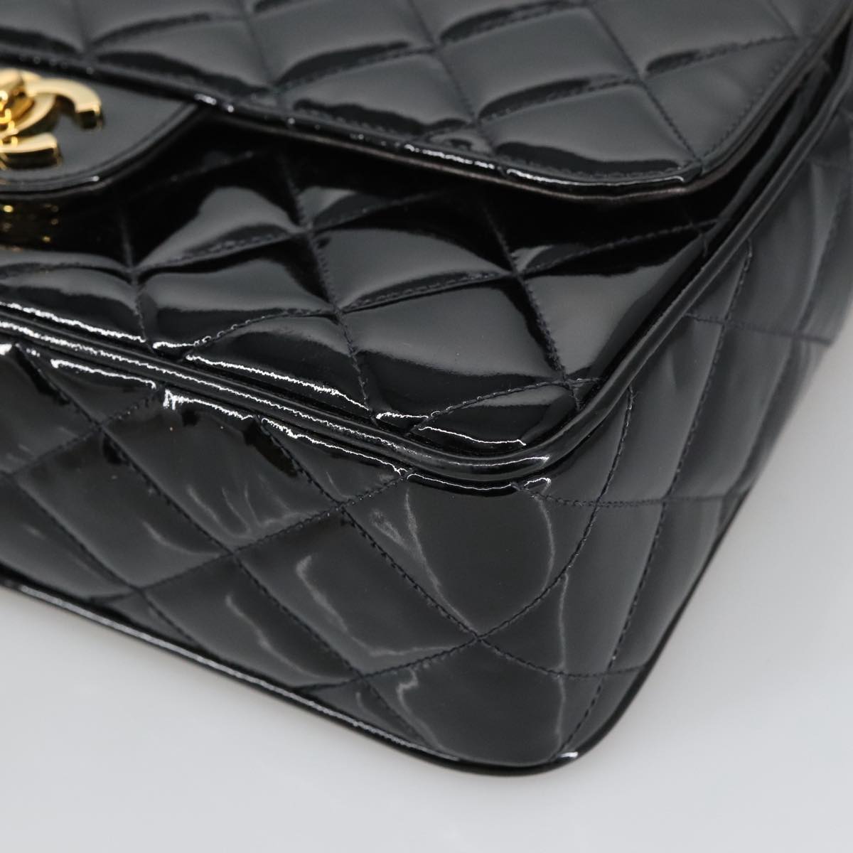 Chanel Classic Flap Black Patent Leather Shoulder Bag (Pre-Owned)