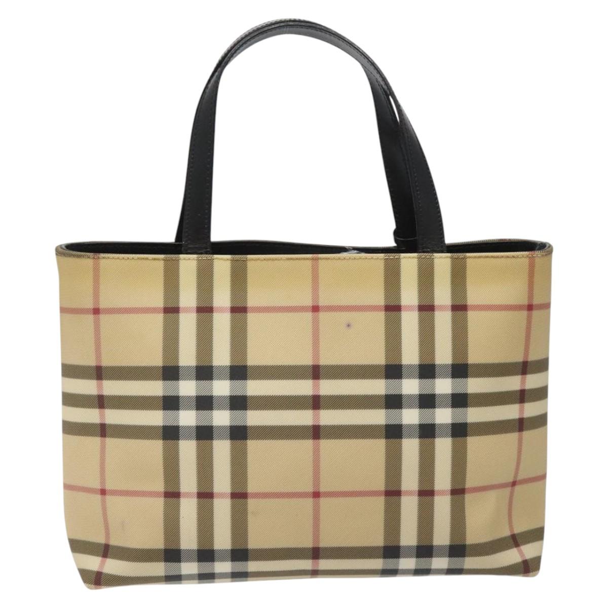 Burberry Nova Check Beige Canvas Handbag (Pre-Owned)