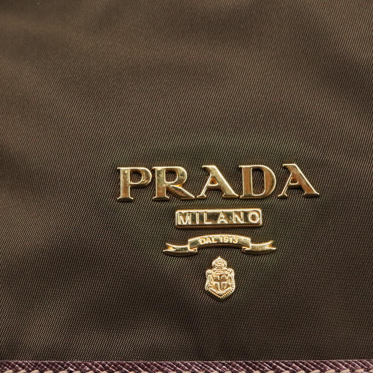 Prada Tessuto Brown Canvas Shoulder Bag (Pre-Owned)