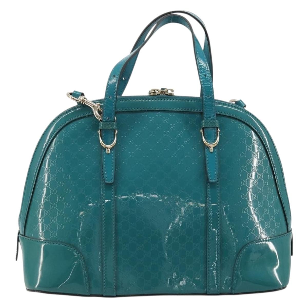 Gucci Nice Top Handle Microguccissima Patent Turquoise Patent_Leather Handbag (Pre-Owned)