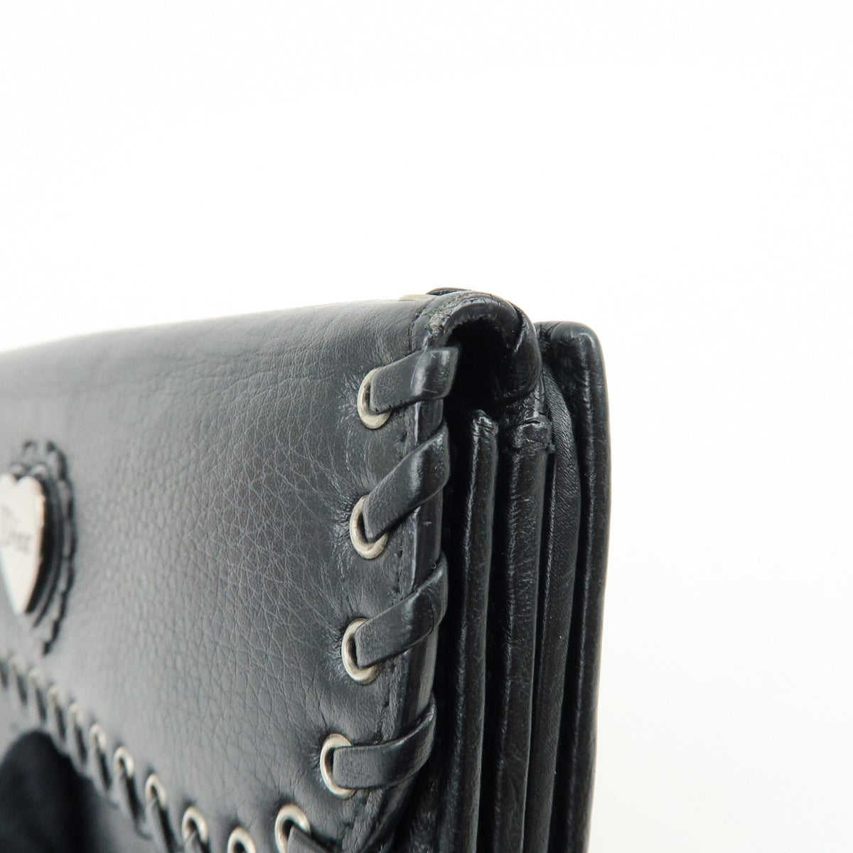 Christian Dior Trotter / Heart Motif Wallet Leather Black Leather Wallets Accessory (Pre-Owned)
